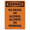 Signmission Safety Sign, OSHA WARNING, 24" Height, Aluminum, No Drugs Or Alcohol Allowed, Portrait OS-WS-A-1824-V-13667